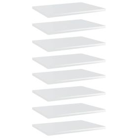 Bookshelf Boards 8 pcs High Gloss White 15.7"x11.8"x0.6" Engineered Wood