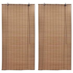 Bamboo Roller Blinds 2 pcs Brown 47.2" x 86.8"