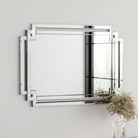 Large Wall-Mounted Silver Decorative Rectangular Wall Mirror for Home, Living Room, Bedroom, Entryway (clear HD mirror)