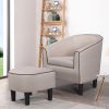 JST Accent Chair with Ottoman, Modern Accent Arm Chair with Footrest, Suit for Living Room Bedroom Small Spaces Apartment Office (Fabric Beige)