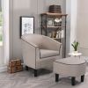 JST Accent Chair with Ottoman, Modern Accent Arm Chair with Footrest, Suit for Living Room Bedroom Small Spaces Apartment Office (Fabric Beige)