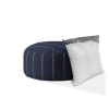 Indoor DRIZZLE Vintage Navy Round Zipper Pouf - Cover Only - 24in dia x 20in tall