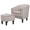 JST Accent Chair with Ottoman, Modern Accent Arm Chair with Footrest, Suit for Living Room Bedroom Small Spaces Apartment Office (Fabric Beige)