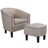 JST Accent Chair with Ottoman, Modern Accent Arm Chair with Footrest, Suit for Living Room Bedroom Small Spaces Apartment Office (Fabric Beige)