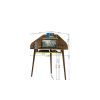 Manhattan Comfort Bradley Floating Corner Desk with Keyboard Shelf in Rustic Brown and Yellow