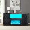 Timeless Gray Electric Fireplace with LED Panel, Speakers, and Remote