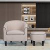 JST Accent Chair with Ottoman, Modern Accent Arm Chair with Footrest, Suit for Living Room Bedroom Small Spaces Apartment Office (Fabric Beige)