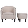 JST Accent Chair with Ottoman, Modern Accent Arm Chair with Footrest, Suit for Living Room Bedroom Small Spaces Apartment Office (Fabric Beige)