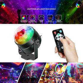 Disco Party Lights Strobe LED DJ Ball Sound Activated Bulb Dance Lamp Decoration (Color: Black)