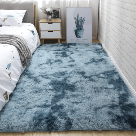 Soft Fluffy Area Rug for Bedroom and Living Room (Color: Tie-dye Dark Blue)
