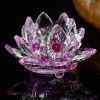 80 mm Feng shui Quartz Crystal Lotus Flower Crafts Glass Paperweight Ornaments Figurines Home Wedding Party Decor Gifts Souvenir